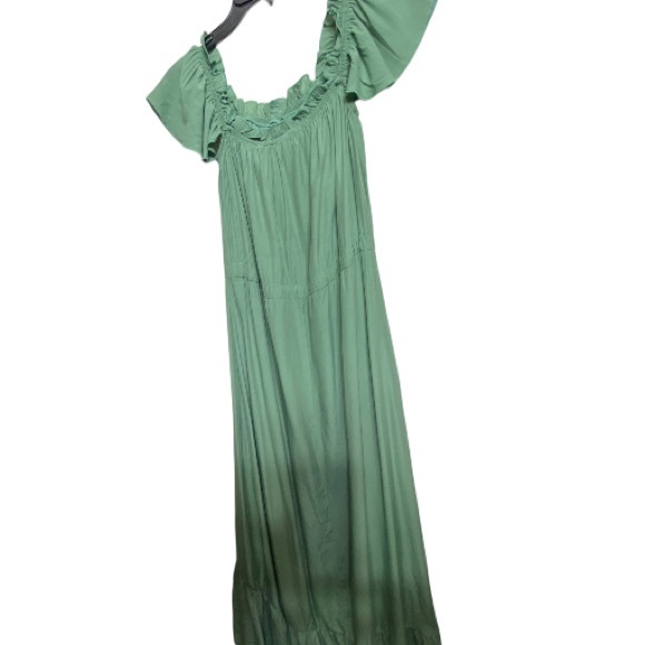 ANNA-KACI Frilled Ruffle Off The Shoulder Sage Green Maxi Dress. Sz: Medium - Picture 5 of 16